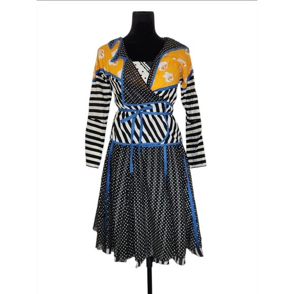 Koos Van Den Akker Dresses & Skirts - Vintage Koos van den Akker 3-Piece Ensemble Polka Dot Stripes Bustier Skirt Wrap